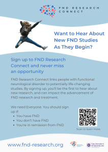 FND Research Connect Poster for recruitment to functional neurological disorder studies